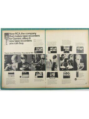 Print Ad RCA 9 Tape Recorders 1960s Reel To Reel Solid State 2 Page AD Vintage